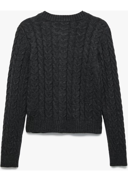 Uzun Kollu Bisiklet Yaka Düğmeli Saç Örgü Hırka fırsatları