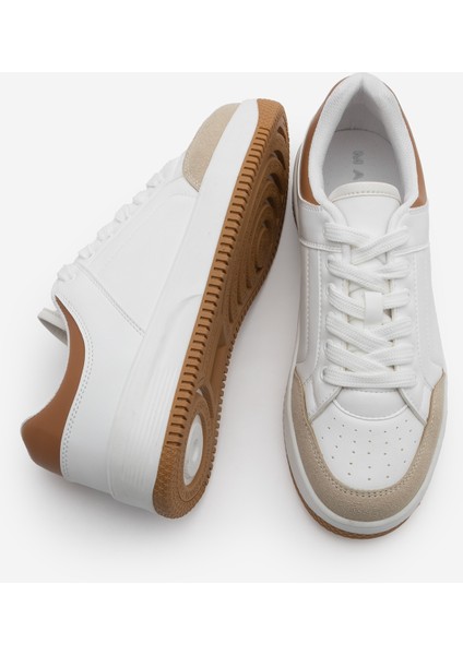 Kadın Sneaker Kalın Taban Süet Detay Spor Ayakkabı Hinos Bej