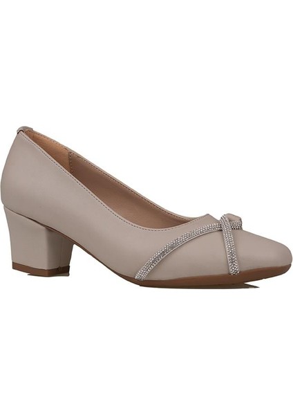 Krem Taş Sarmalı Kadın Klasik Ayakkabı