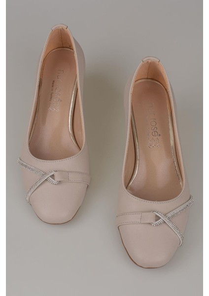 Krem Taş Sarmalı Kadın Klasik Ayakkabı indirimleri