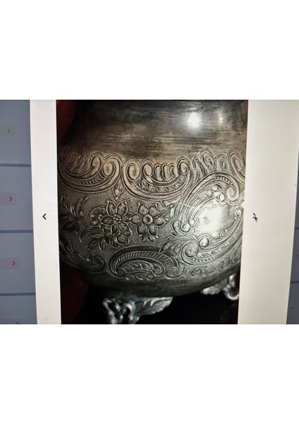Çiçek Motifli Gümüş Kaplama Kapaklı Şekerlik 15 cm Boyunda