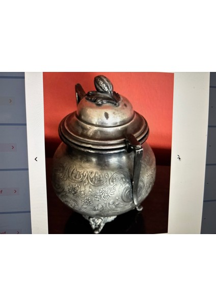 Çiçek Motifli Gümüş Kaplama Kapaklı Şekerlik 15 cm Boyunda