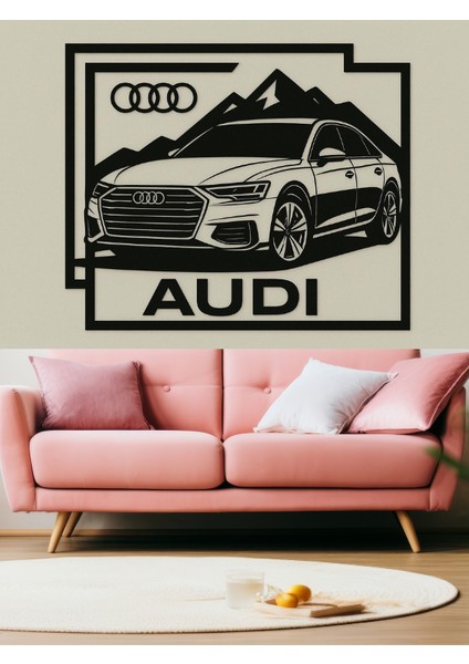 Audı Dekoratif Siyah Metal Duvar Tablosu (1,5 mm Kalınlık & 75 cm x 75 Cm)