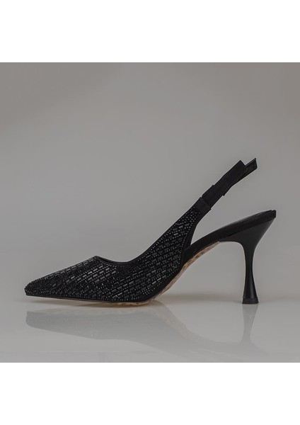 Siyah El Taş Işlemeli Kadın Klasik Ayakkabı modelleri