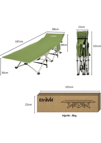 Katlanabilir Kamp Yatağı ve Şezlong+ Taşıma Çantalı Plaj / Balkon Sandalyesi + Yeşil Renk fiyatları