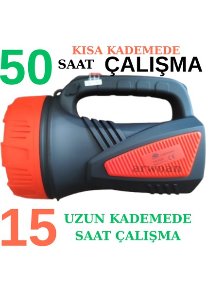 50 Saat Çalışma Süreli 8000MAH El Feneri Projektör