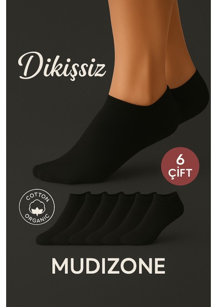 6'lı Dikişsiz Unisex Beyaz Sneaker 6 Çift Terletmez Pamuk Bilek Boy Çorap Seti