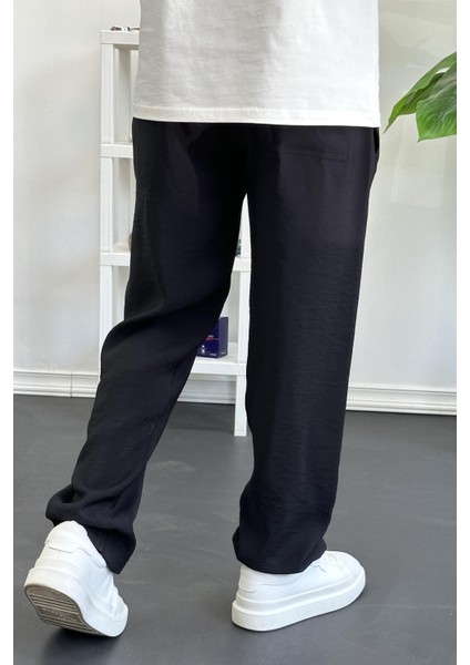 Erkek Beli Lastikli Modal Kumaş Rahat Kesim Pantolon Siyah EDW396 fiyatları