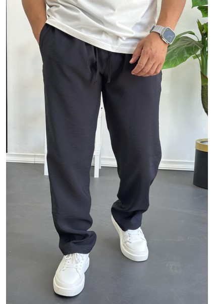 Erkek Beli Lastikli Modal Kumaş Rahat Kesim Pantolon Siyah EDW396 modelleri