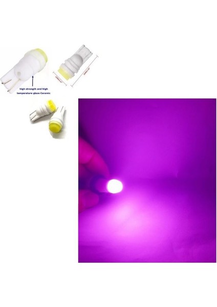 ( 4 x Adet) 1 Set T10 LED Dipsiz Ampul 12V Porselen&seramik Purple (0°ısınma&porselen Zemin)