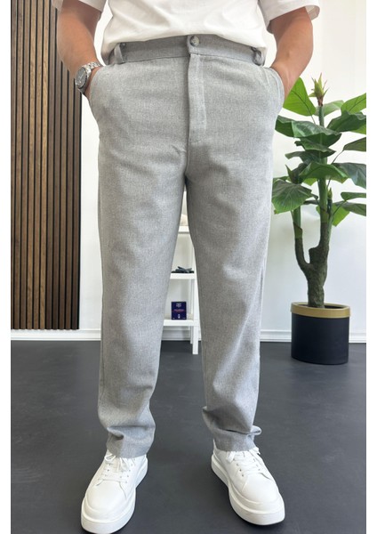 Erkek Normal Kesim Keten Pantolon Gri EDW386 modelleri
