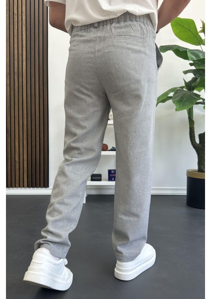 Erkek Normal Kesim Keten Pantolon Gri EDW386 fırsatları