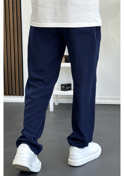 Erkek Beli Lastikli Modal Kumaş Rahat Kesim Pantolon Lacivert EDW396 modelleri