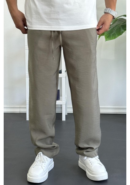 Erkek Beli Lastikli Modal Kumaş Rahat Kesim Pantolon Yeşil EDW396 fiyatları