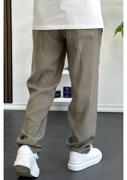 Erkek Beli Lastikli Modal Kumaş Rahat Kesim Pantolon Yeşil EDW396 modelleri