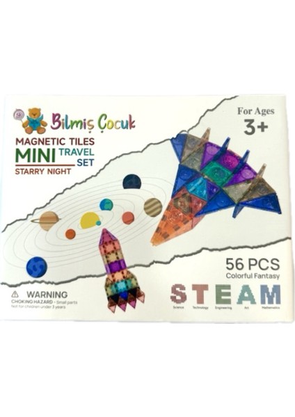 56 Parça Mini Manyetik Yapı Blokları Seyahat Tipi & Taşınabilir Oyun Arkadaşı