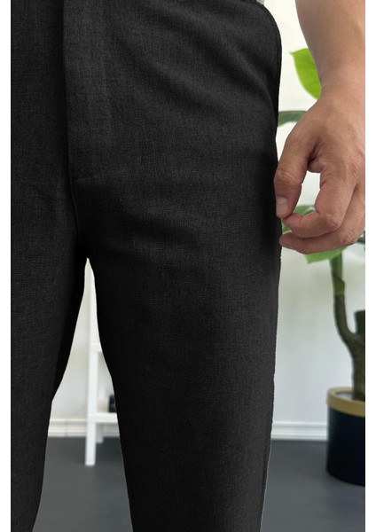 Erkek Normal Kesim Keten Pantolon Siyah EDW386 fiyatları