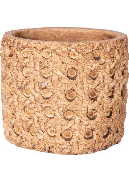 Beton Saksı Hasır Desenli Kahverengi 8x7 Cm.