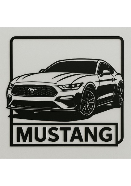 Ford Mustang Dekoratif Siyah Metal Duvar Tablosu (1,5 mm Kalınlık & 75 cm x 75 Cm) fiyatları
