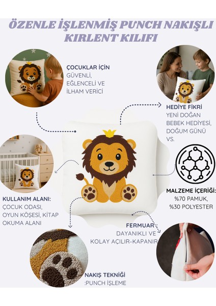 Yavru Aslan Punch Kırlent Kılıfı fiyatları