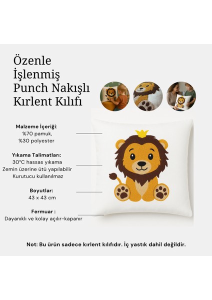 Yavru Aslan Punch Kırlent Kılıfı