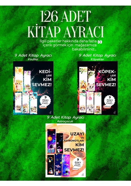 126'LI Kitap Ayracı Seti - Özel Paket8 modelleri