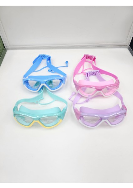 Özel Kutu Kulak Tıkaçlı Silikon Yüzücü Gözlüğü Havuz Gözlüğü Deniz Gözlüğü Ayarlanır Yetişkin ve Çocuk