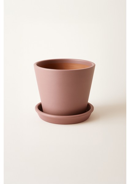 Tabaklı Vizon Konik Çömlek Saksı 23X23 cm