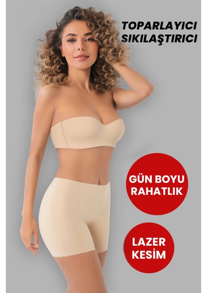 Dikişsiz Toparlayıcı Şekillendirici Iz Yapmaz Lazer Kesim Anti Selülit Kadın Boxer Korse