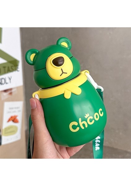 Ayı Pipetli Kupa Taşınabilir Çocuk Su Şişesi 316 Paslanmaz Çelik 500ML (Yurt Dışından)