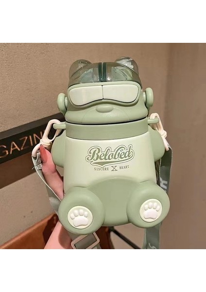 Çocuk Yalıtımlı Su Bardağı 316 Paslanmaz Çelik Çift Pipetli Bardak 550ML (Yurt Dışından)