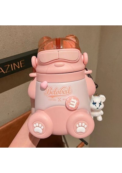 Çocuk Yalıtımlı Su Bardağı 316 Paslanmaz Çelik Çift Pipetli Bardak 550ML (Yurt Dışından)