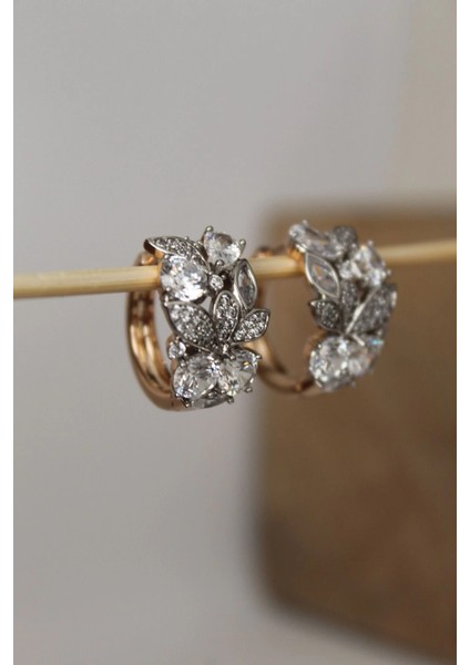 Vıp Çelik Taş Işlemeli Yaprak Detaylı Halka Küpe fiyatları