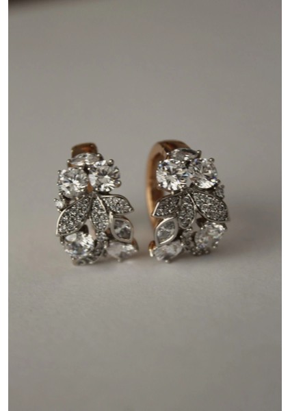 Vıp Çelik Taş Işlemeli Yaprak Detaylı Halka Küpe indirimleri