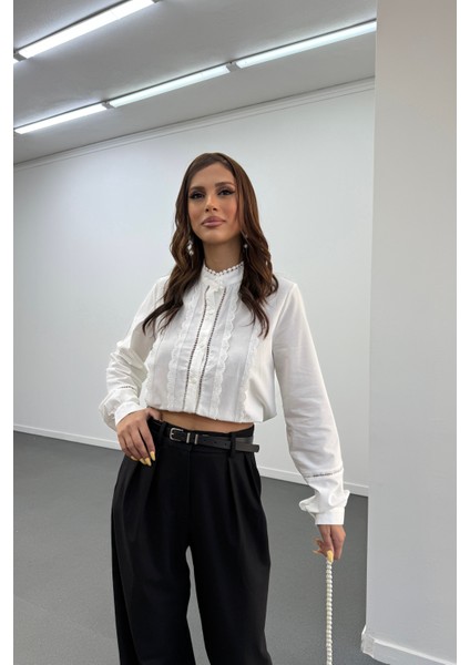 Negin Hakim Yaka Dantel Işlemeli Gömlek modelleri