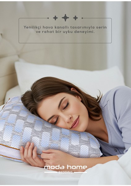 2 Adet Moda Klimalı Yastık ,pamuk Viskon Kumaşlı Çift Biyeli Yıkanabilir Kılıflı 50*70 cm 1250 gr modelleri