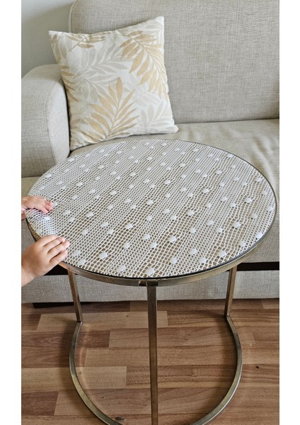 Yuvarlak Pvc Dantelli Sehpa Örtüsü Çeyizlik Kaliteli Lüx Dekoratif Masa Örtüsü Sofra Bezi Beyaz indirimleri