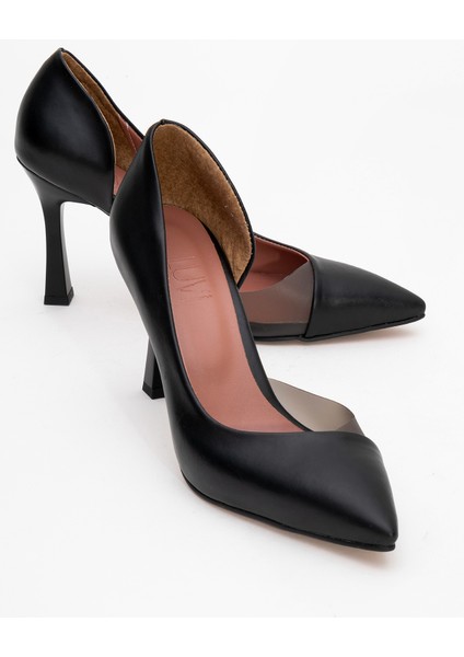 653 Siyah Cilt Topuklu Kadın Ayakkabı