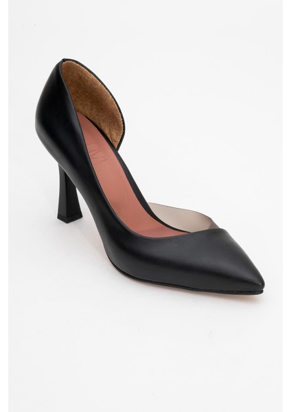 653 Siyah Cilt Topuklu Kadın Ayakkabı modelleri