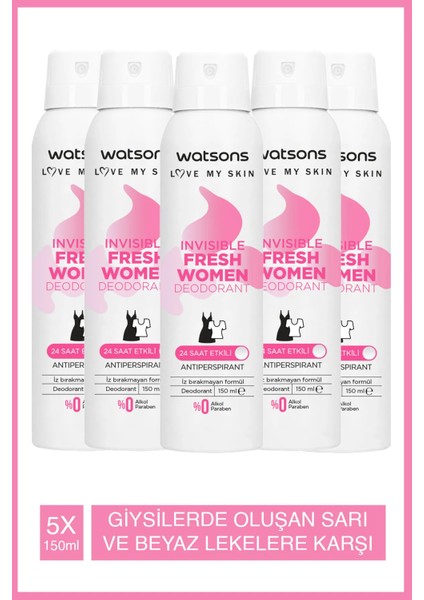 Invisible Fresh Women Aromatik Deodorant 150 ml x 5 modelleri
