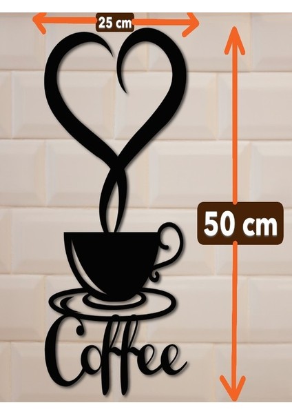 Kalpli Coffee Yazılı Kahve Köşesi Temalı Metal Tablo 25X50 cm fırsatları