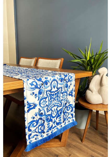 Saks Püsküllü, Çini 01 Desen 40X140CM Runner