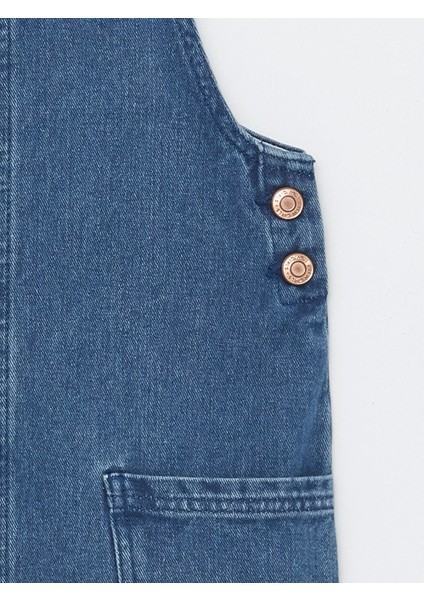 Lcw Kids Indigo Kare Yaka Kız Çocuk Jean Salopet Elbise modelleri