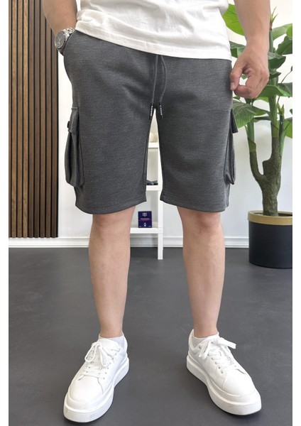 Erkek Beli Lastikli Cepli Şort Antrasit EDW388 fiyatları