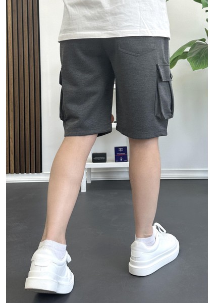 Erkek Beli Lastikli Cepli Şort Antrasit EDW388 modelleri