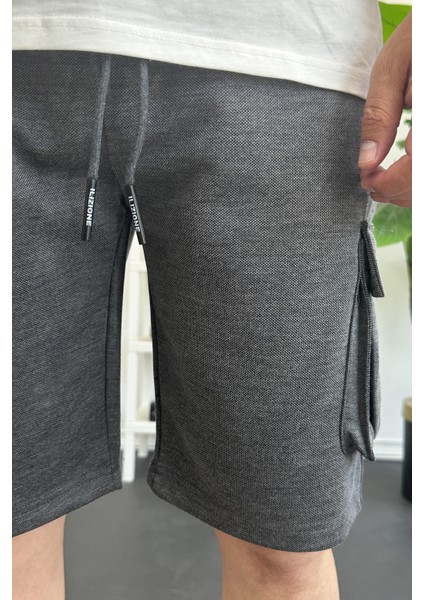 Erkek Beli Lastikli Cepli Şort Antrasit EDW388 fırsatları