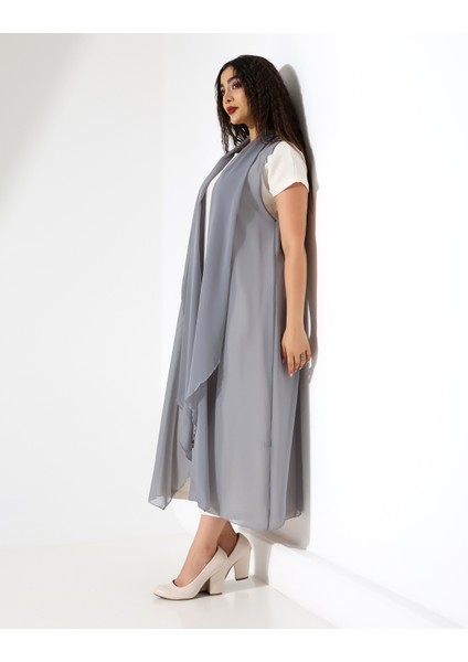 Şal Yaka Şifon Yelek