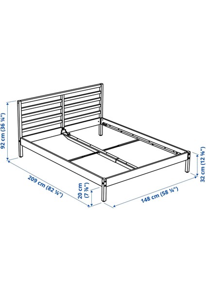 Tarva Luröy Karyola 140X200 cm Beyaz Vernikli Çift Kişilik Masif Çam Esnek Lata fırsatları