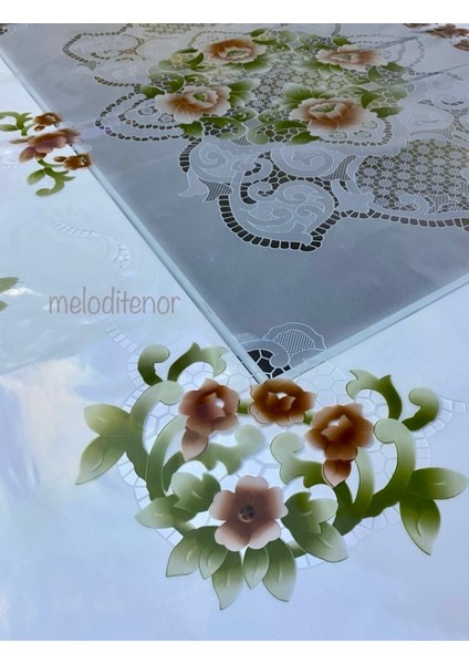 Gül Çiçekli Desenli Kaymaz Şeffaf Pvc Muşamba Masa Örtüsü Masa Koruyucusu Silinebilir Kalın Lüks modelleri