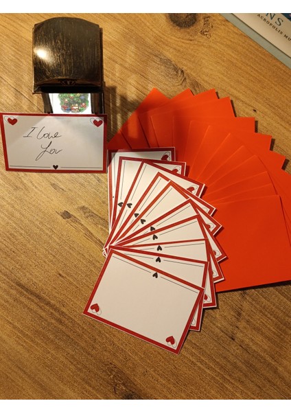 Kalpli Not Kartı Seti 10'lu Mini Not Zarfı (9x7) ile Birlikte